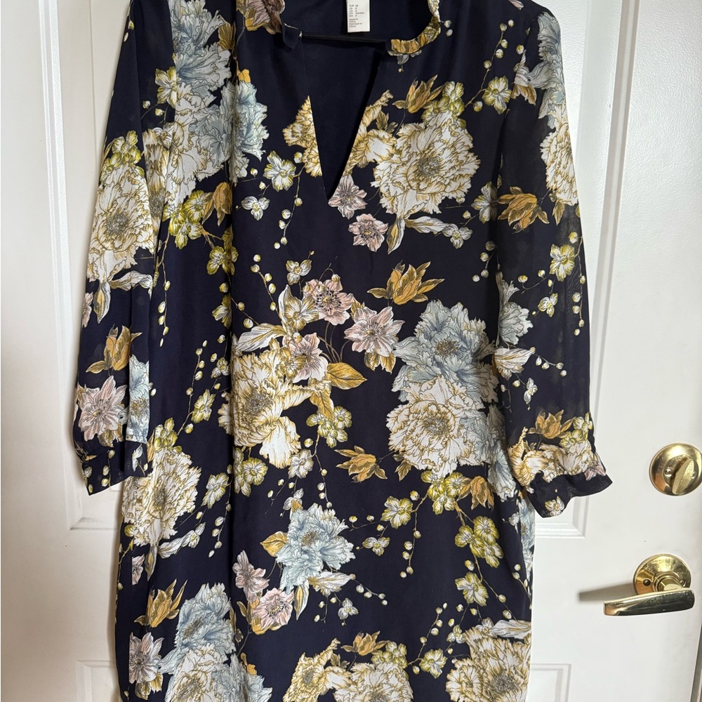H&M Floral Dress - Navy, Yellow, White